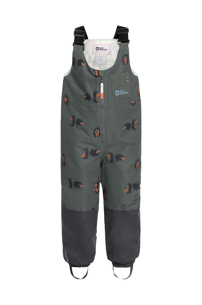 Παιδικό χειμερινό αθλητικό παντελόνι Jack Wolfskin GLEEL 2L INS PRINT BIB ύφασμα γκρί 1610451