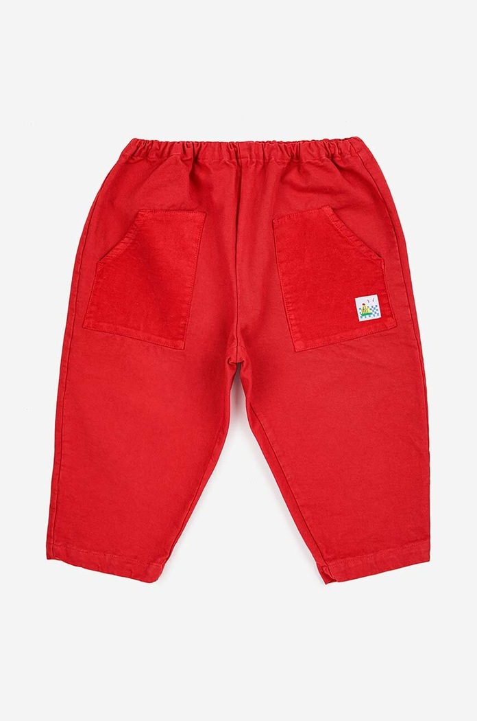 Bobo Choses spodnie bawełniane niemowlęce 223FB004 czerwony AW23