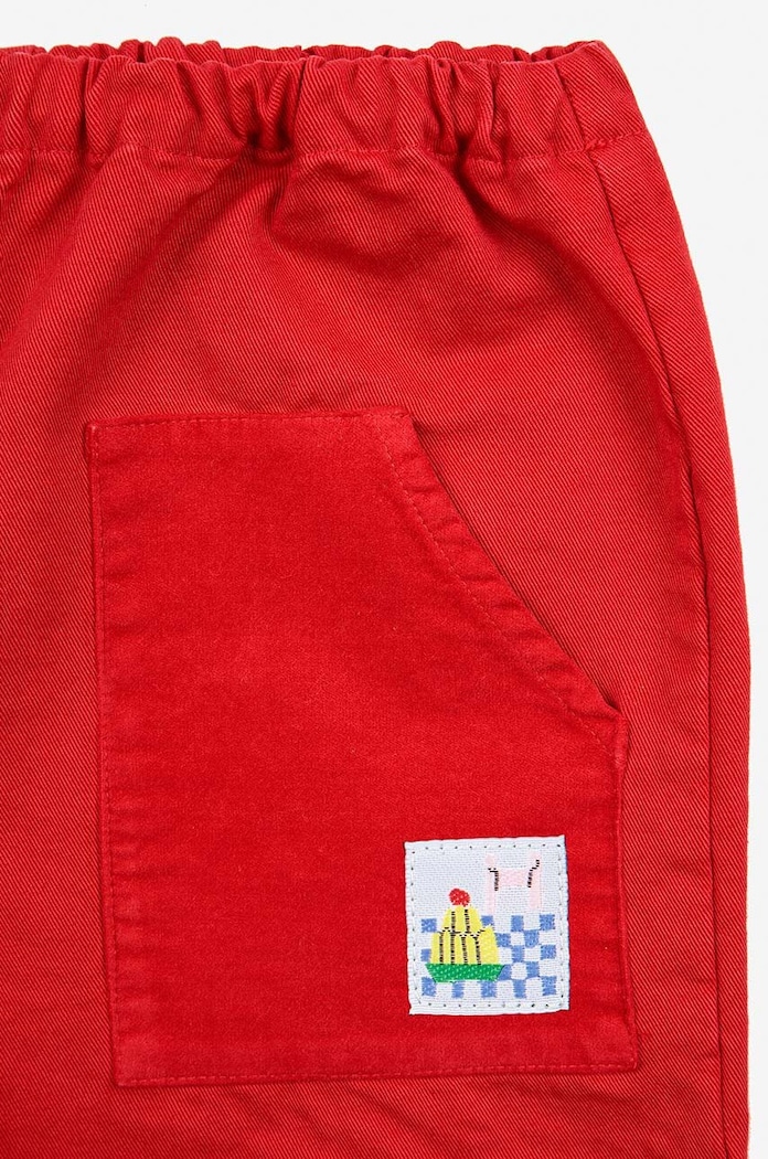 Bobo Choses spodnie bawełniane niemowlęce czerwony 223FB004