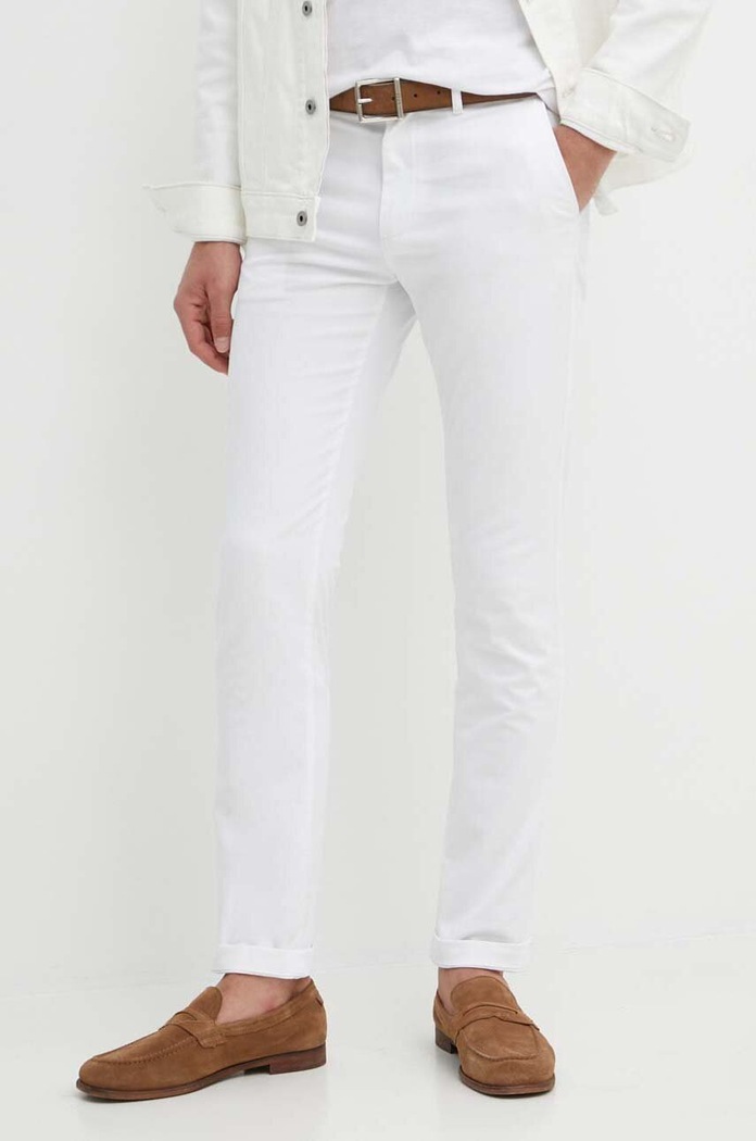 Nohavice Tommy Hilfiger s elastanom biela MW0MW26619