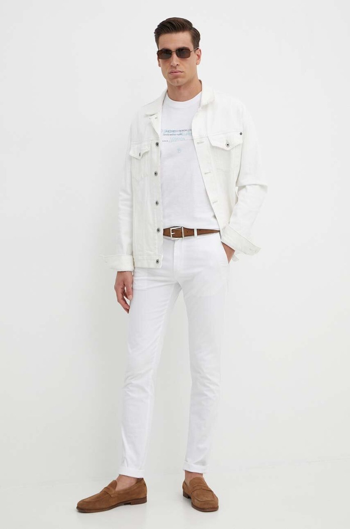 Nohavice Tommy Hilfiger MW0MW26619 biela SS26