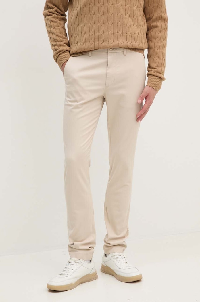 Kalhoty Tommy Hilfiger látka béžová MW0MW26619