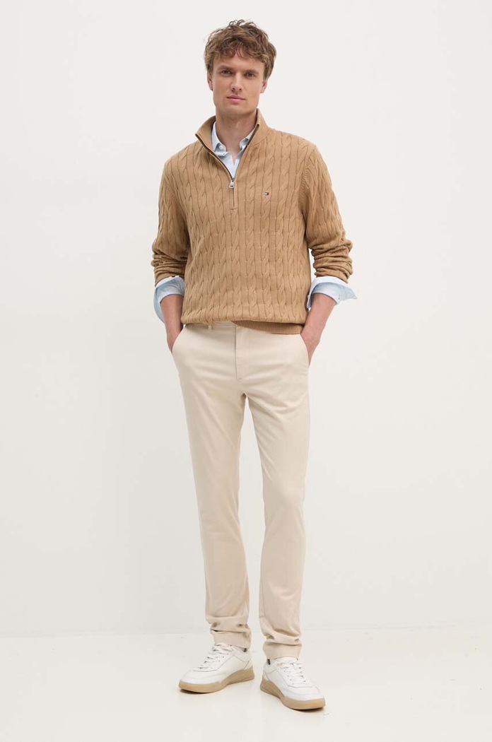 Kalhoty Tommy Hilfiger MW0MW26619 béžová SS26