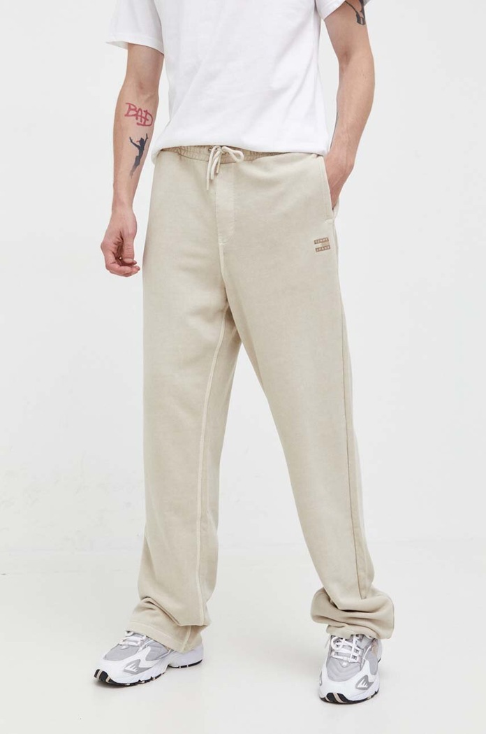 Tommy Jeans Βαμβακερό παντελόνι Tommy Jeans μπεζ DM0DM17779