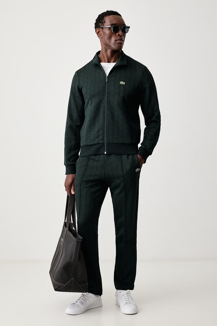 Lacoste Spodnie dresowe męskie z bawełną zielony XH1440