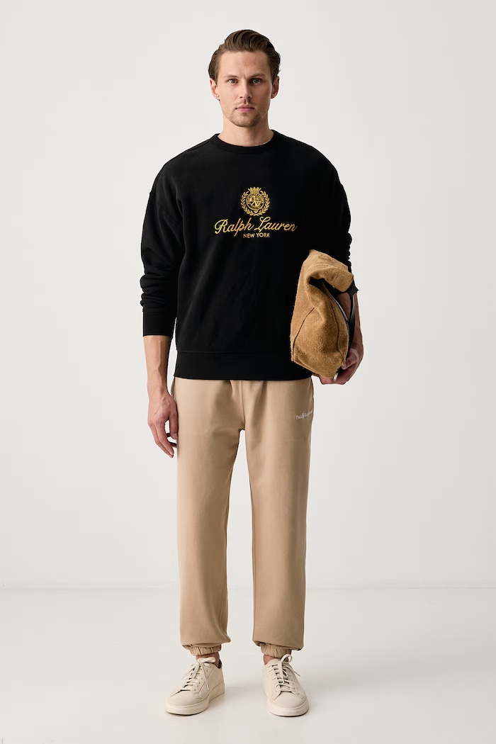Polo Ralph Lauren Spodnie dresowe męskie z bawełną 710917906 beżowy AW24