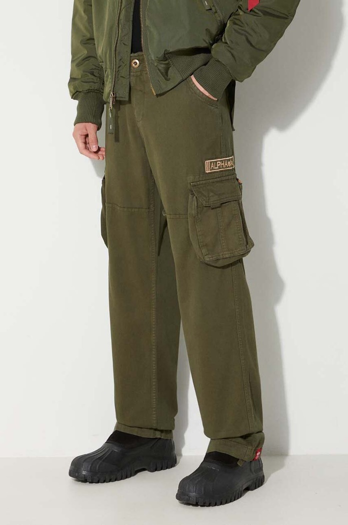 Bavlněné kalhoty Alpha Industries Jet Pant zelená 101212.142