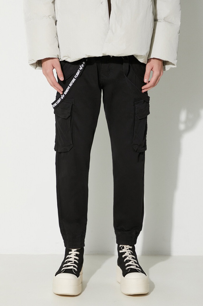 Hlače Alpha Industries s elastinom crna 128202.03