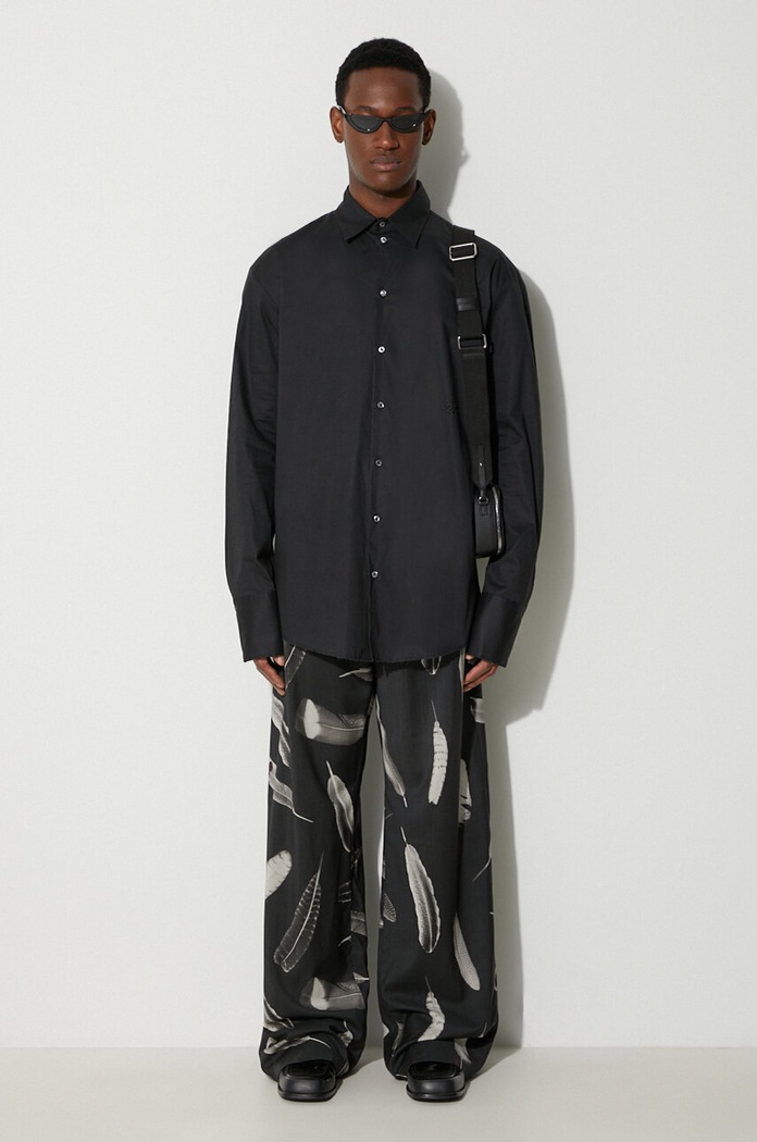 Marcelo Burlon pantaloni de lână Aop Wind Feathers CMCA187F23FAB0031001 negru AW23