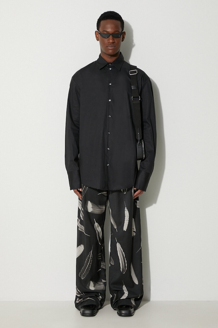 Marcelo Burlon pantaloni de lână Aop Wind Feathers CMCA187F23FAB0031001 negru AW23