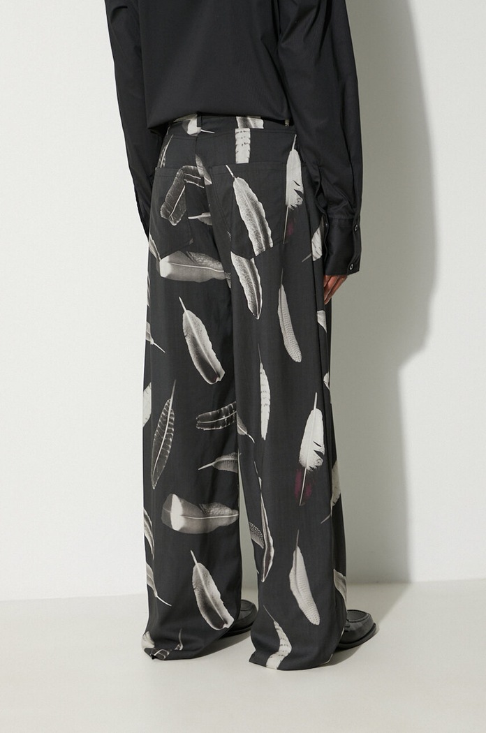 Îmbrăcăminte Marcelo Burlon pantaloni de lână Aop Wind Feathers CMCA187F23FAB0031001 negru