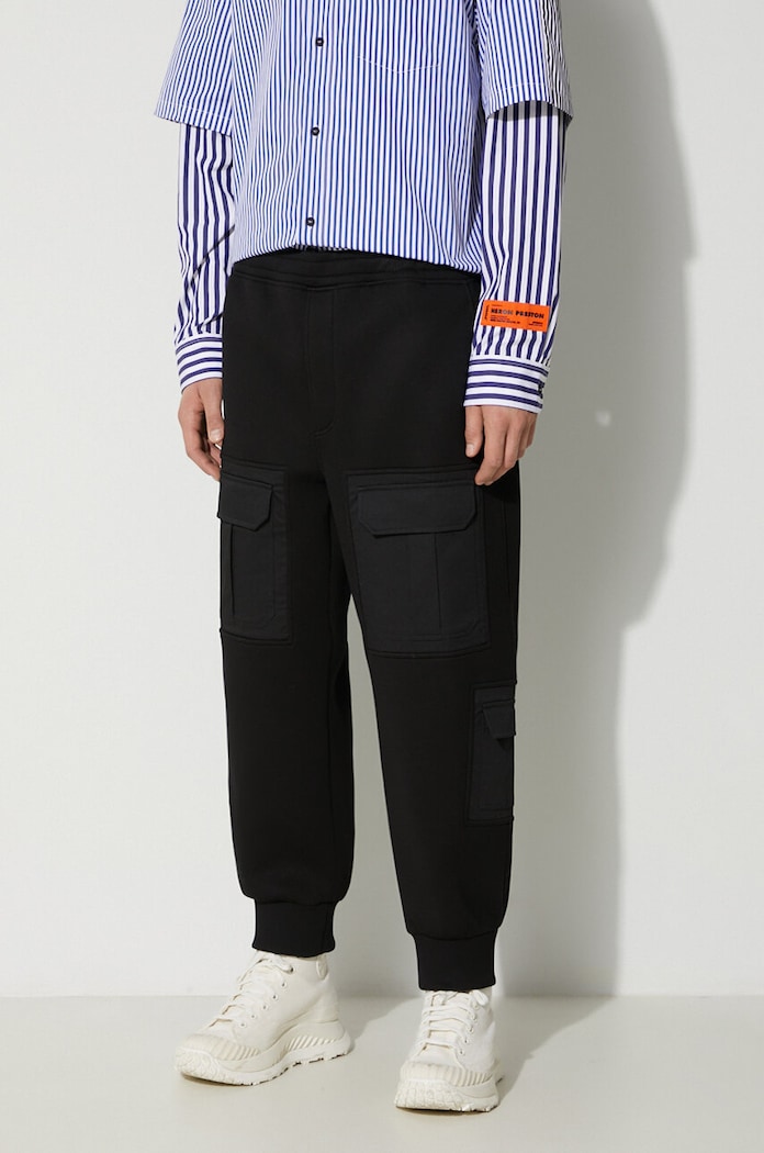 Neil Barett pantaloni de trening FIREMAN LOOSE CARGO negru PBJP072H.V512C.01