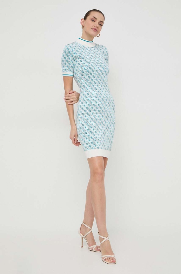 Šaty Guess LISE s elastanom modrá W3YK39.Z37K0