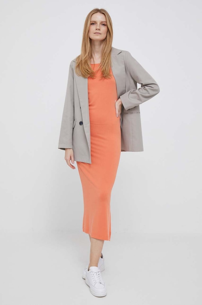 Obleka Calvin Klein Jeans J20J221409 oranžna AW23
