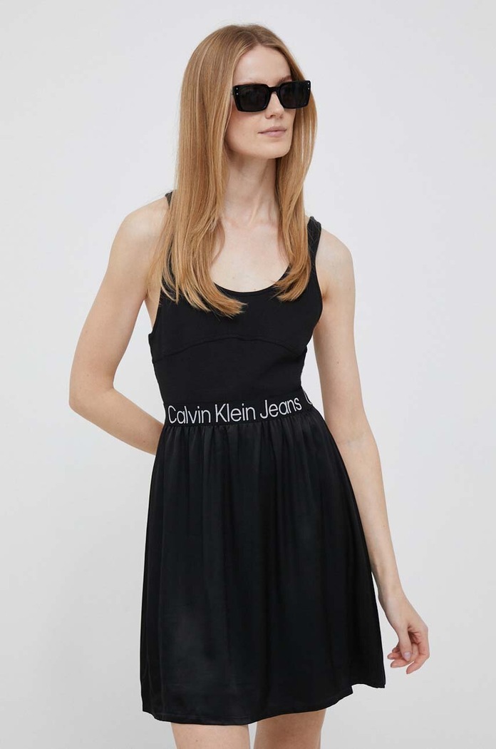 Šaty Calvin Klein Jeans viskóza čierna J20J221624