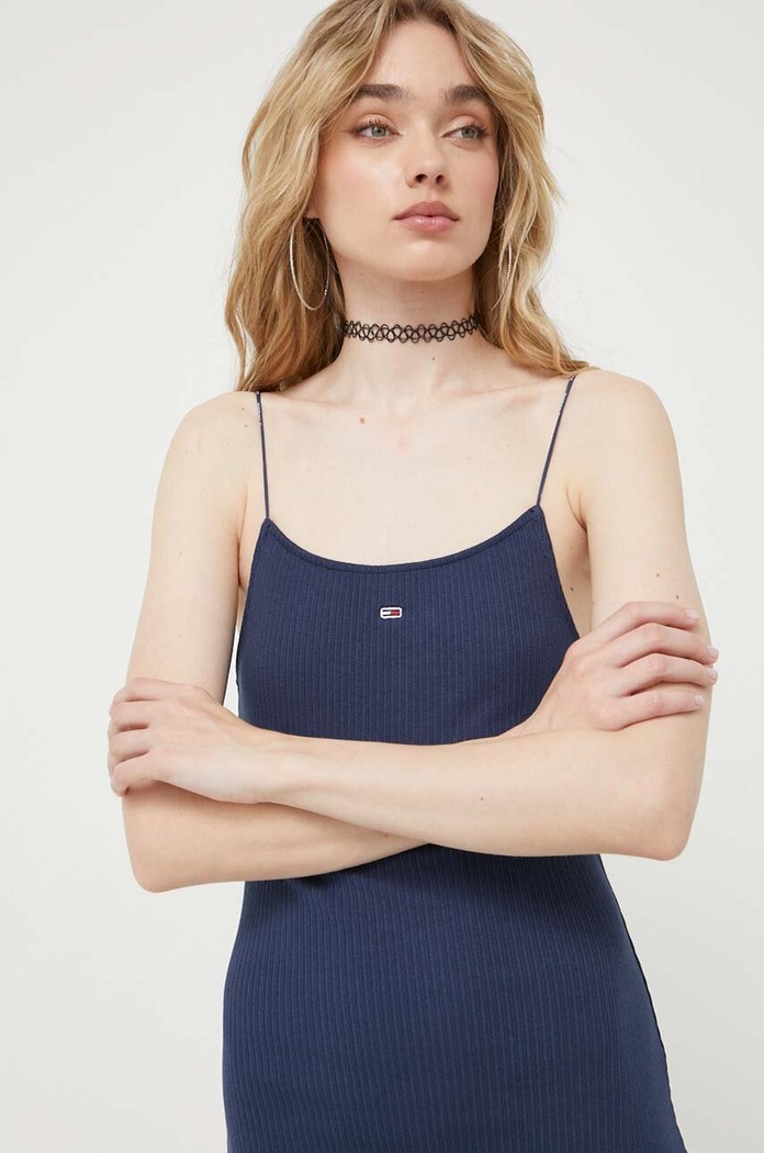 Obleka Tommy Jeans Tommy Jeans DW0DW15873 mornarsko modra