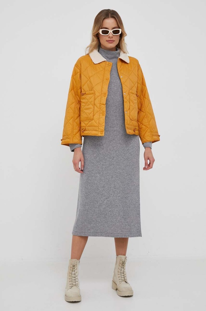 United Colors of Benetton sukienka z domieszką wełny 1235DV015.82P szary AW23