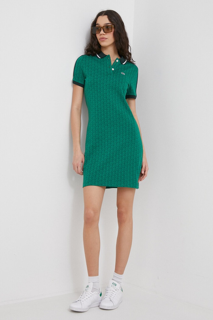 Bavlněné šaty Lacoste EF1676 zelená AW23