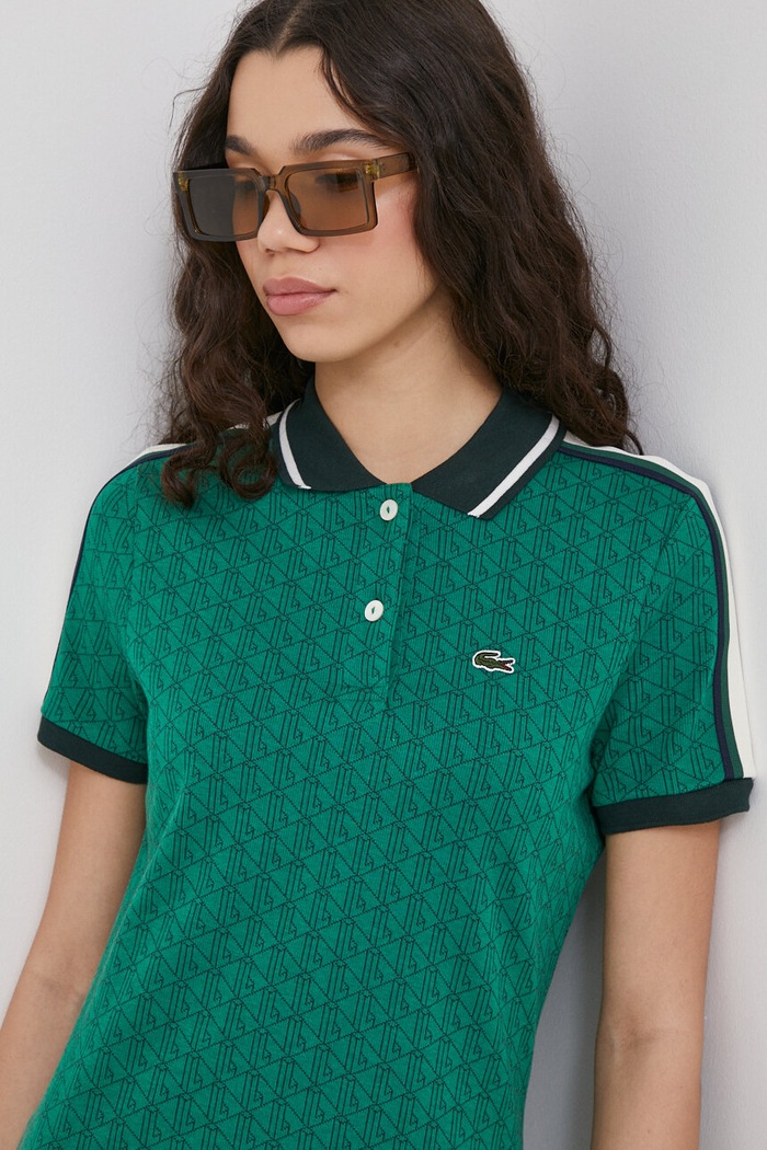 Bavlněné šaty Lacoste zelená EF1676