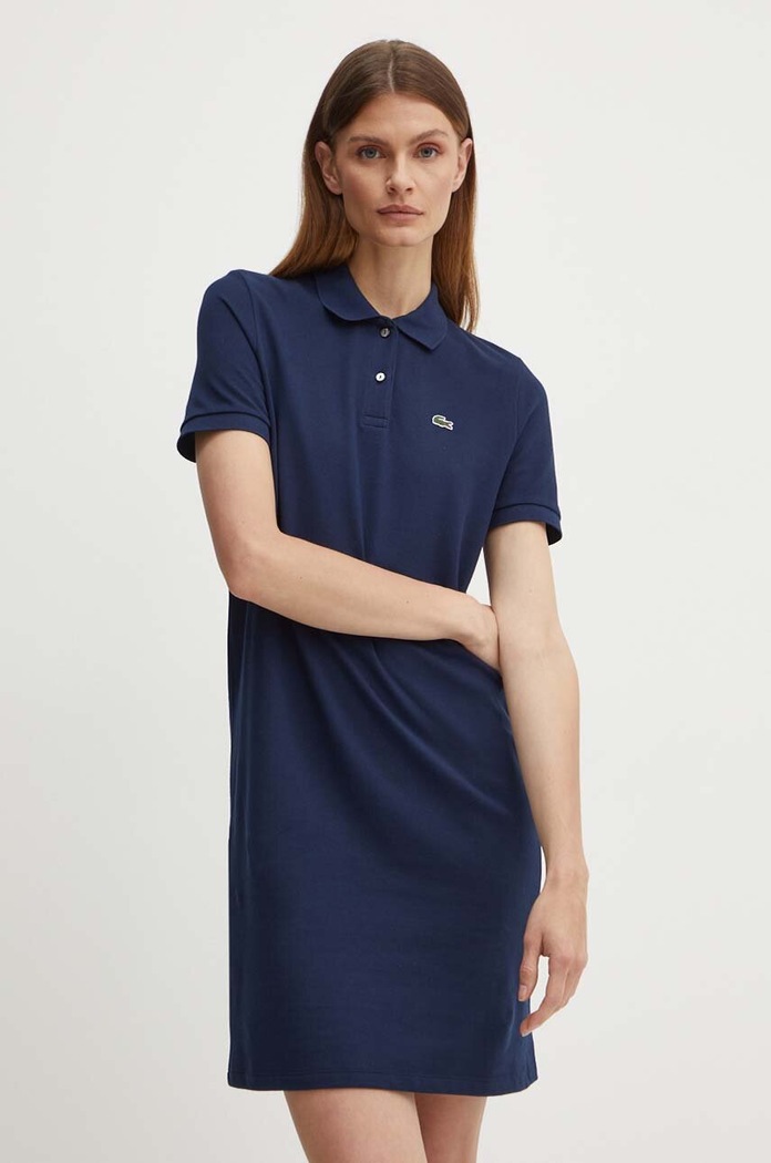 Bavlněné šaty Lacoste EF7767 námořnická modř SS24