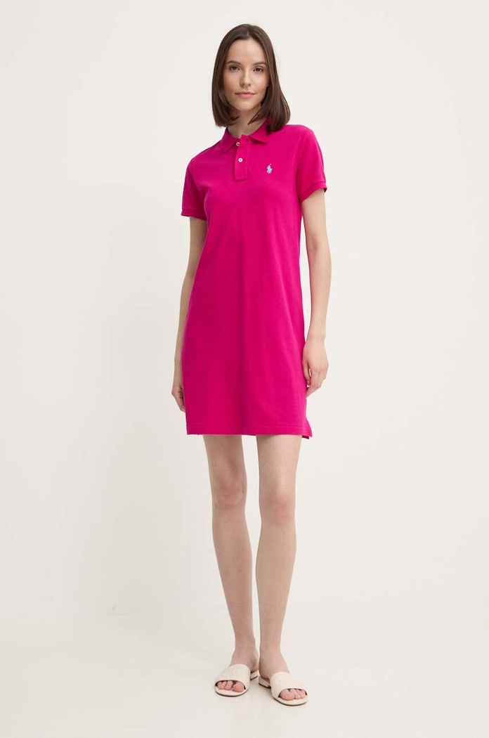 Βαμβακερό φόρεμα Polo Ralph Lauren 211799490 ροζ SS26