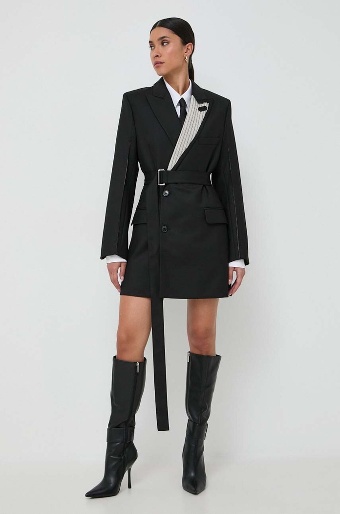 Victoria Beckham sukienka z domieszką wełny tkanina czarny 1423WDR005055B