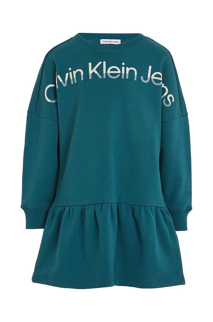 Dětské bavlněné šaty Calvin Klein Jeans IG0IG02227.9BYX zelená AW23