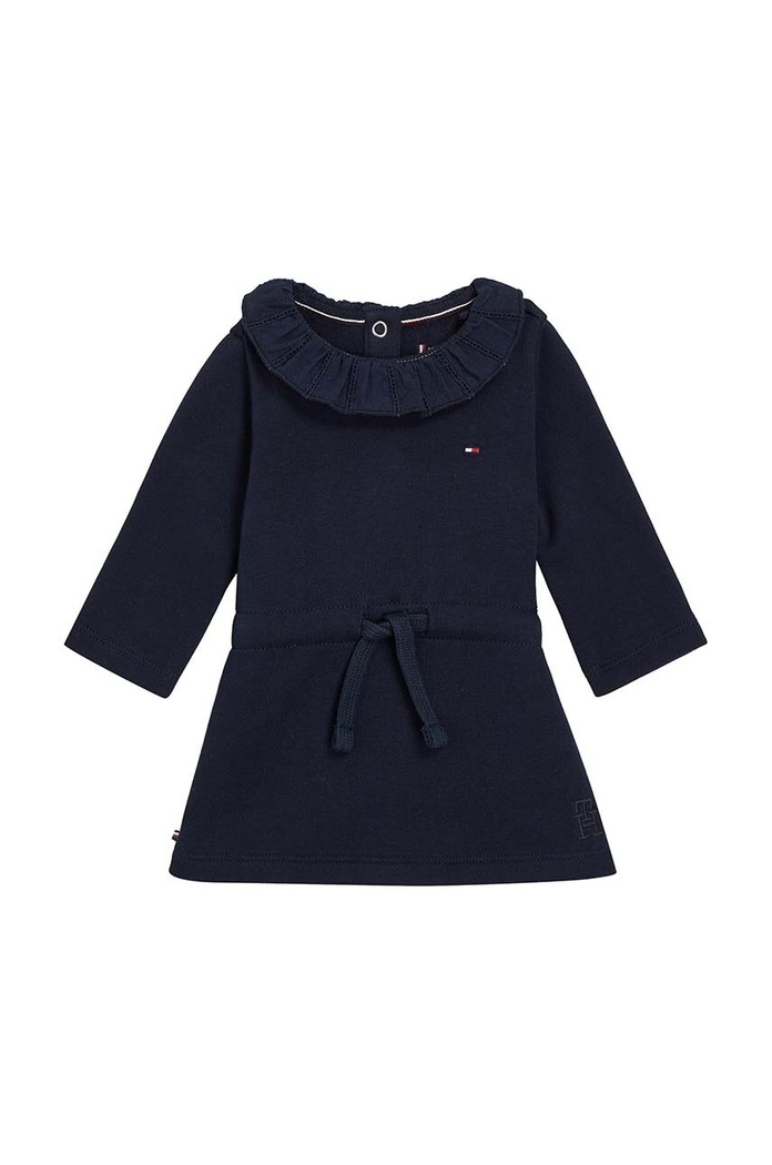 Бебешка рокля Tommy Hilfiger трикотаж тъмносин KN0KN01718.9BYX
