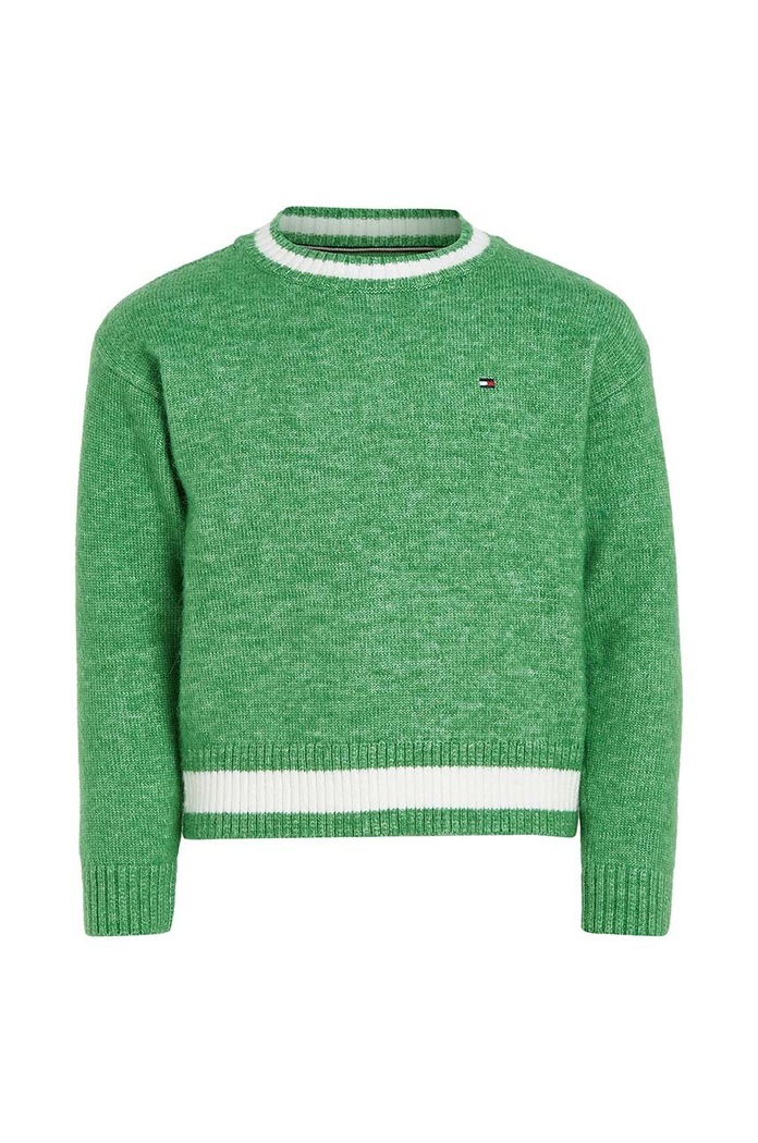 Tommy Hilfiger gyerek gyapjúkeverékből készült pulóver KB0KB08304.128.176.9BYX zöld AW23