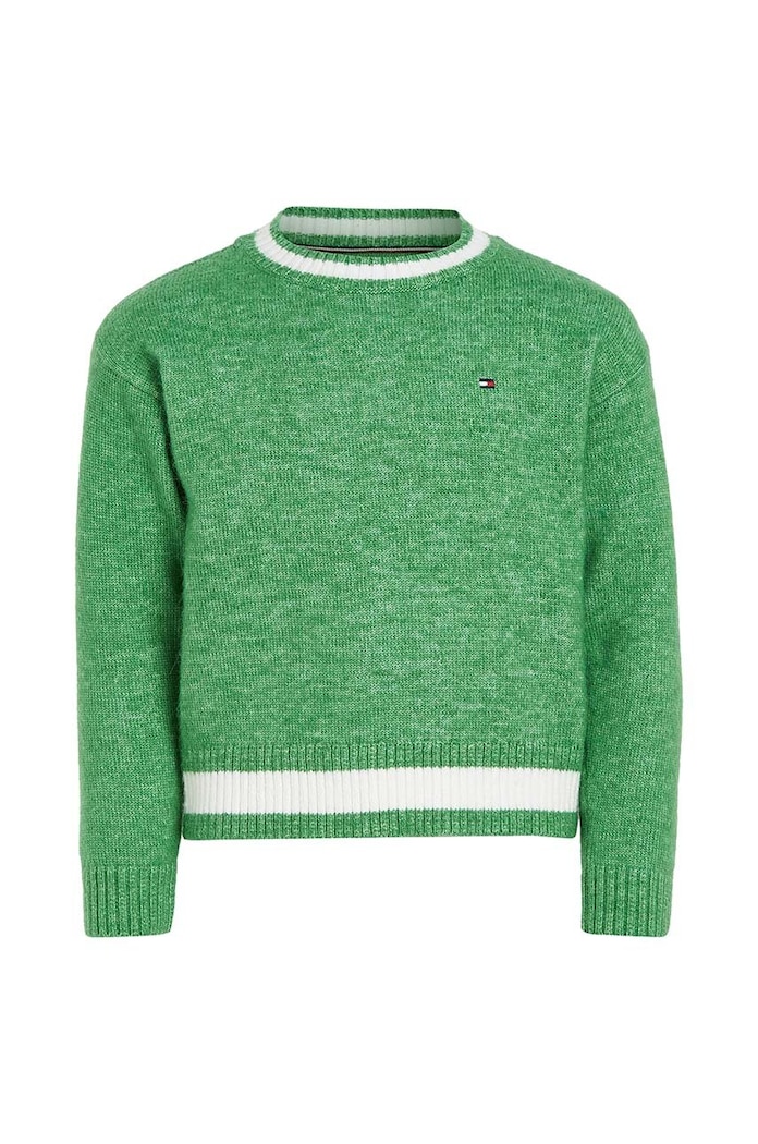 Tommy Hilfiger gyerek gyapjúkeverékből készült pulóver KB0KB08304.128.176.9BYX zöld AW23