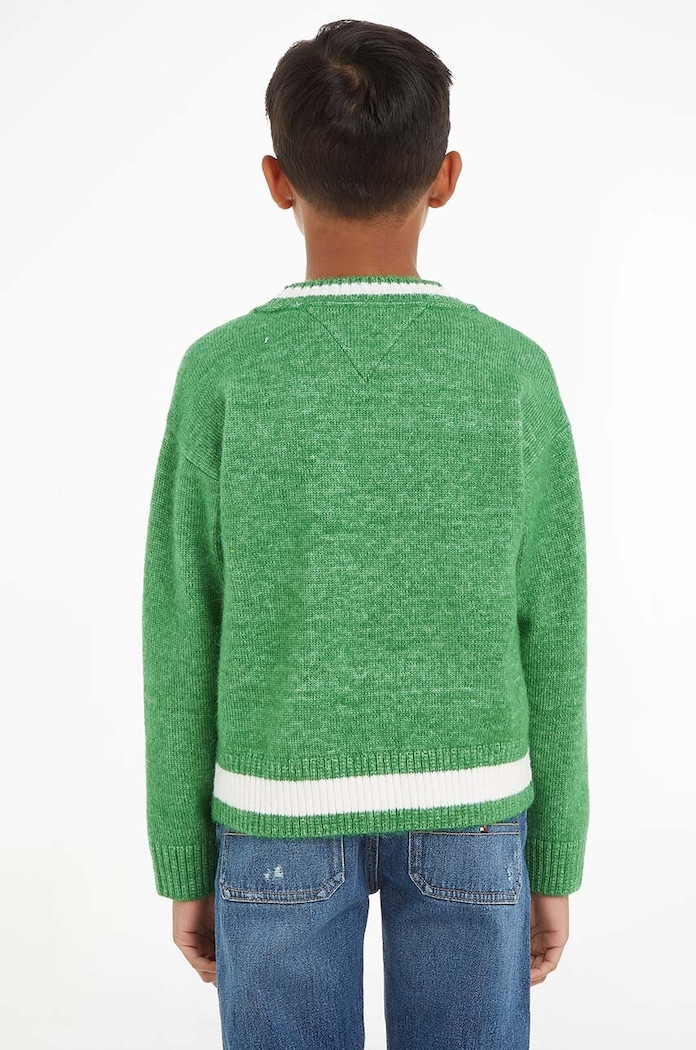 Tommy Hilfiger gyerek gyapjúkeverékből készült pulóver KB0KB08304.128.176.9BYX zöld