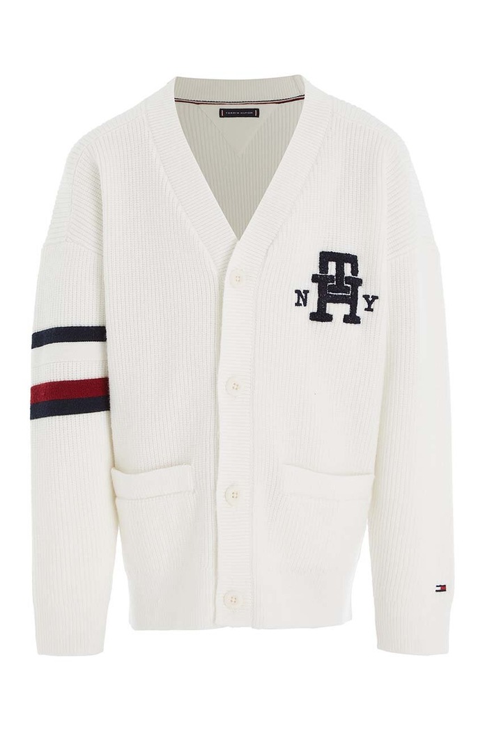 Dječji pamučni kardigan Tommy Hilfiger KB0KB08366.128.176.9BYX bijela AW23
