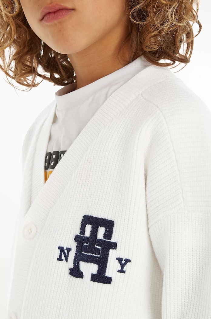 Dječji pamučni kardigan Tommy Hilfiger KB0KB08366.128.176.9BYX bijela