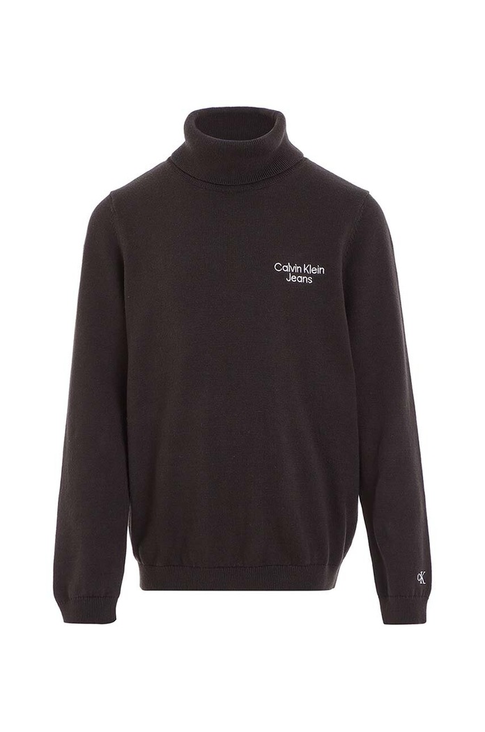 Otroški bombažen pulover Calvin Klein Jeans IB0IB01331.9BYX črna AW23