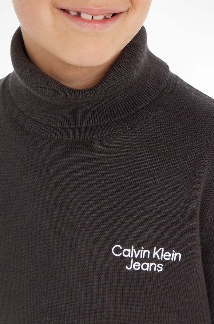 Otroški bombažen pulover Calvin Klein Jeans IB0IB01331.9BYX črna