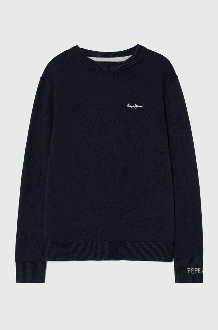 Детски памучен пуловер Pepe Jeans тънък тъмносин PB701206