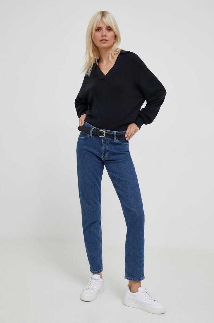 Ένα πουλόβερ σε μείγμα μεταξιού Tommy Hilfiger WW0WW38988 σκούρο μπλε AW23