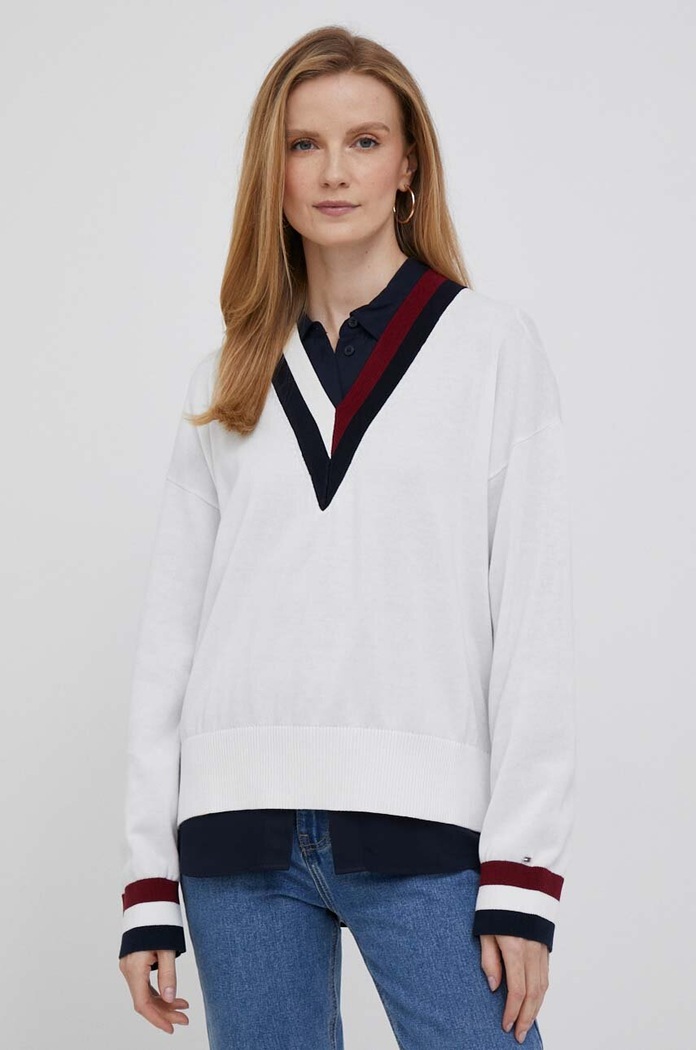 Πουλόβερ Tommy Hilfiger βαμβάκι μπεζ WW0WW39006
