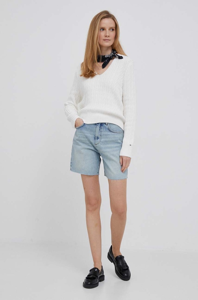 Tommy Hilfiger Πουλόβερ με προσθήκη μαλλιού Tommy Hilfiger WW0WW39017 μπεζ AW23