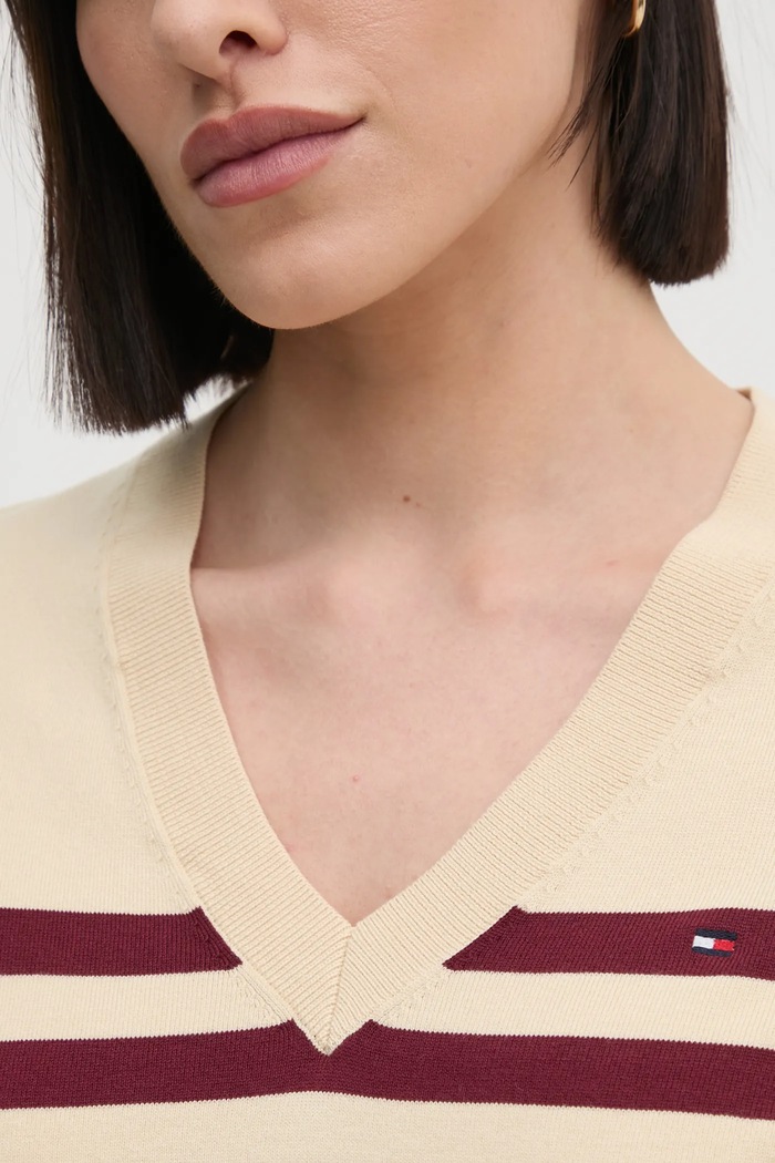 Tommy Hilfiger svetr dámský s bavlnou WW0WW40098 béžová