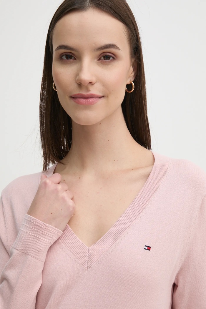 Tommy Hilfiger sweter damski z bawełną różowy WW0WW40098