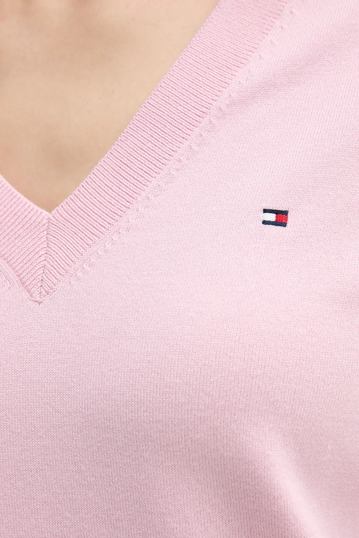 Tommy Hilfiger pulover ženski z bombažem WW0WW40098 roza