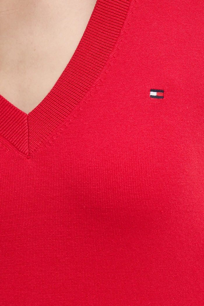 Tommy Hilfiger sweter damski z bawełną WW0WW40098 czerwony