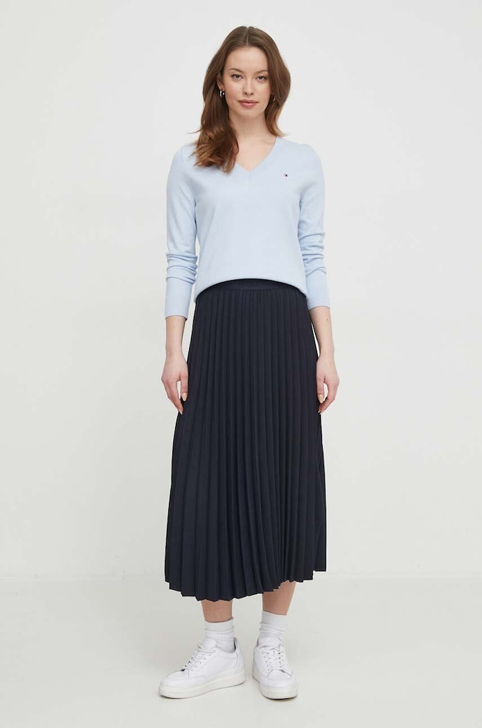 Tommy Hilfiger svetr dámský s bavlnou WW0WW40098 modrá SS26