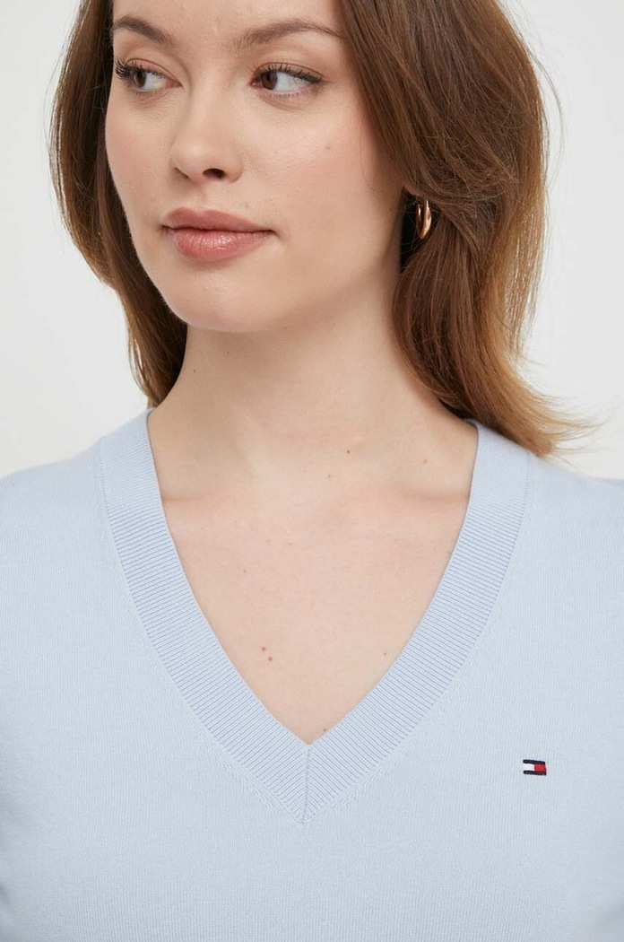 Tommy Hilfiger svetr dámský s bavlnou modrá WW0WW40098