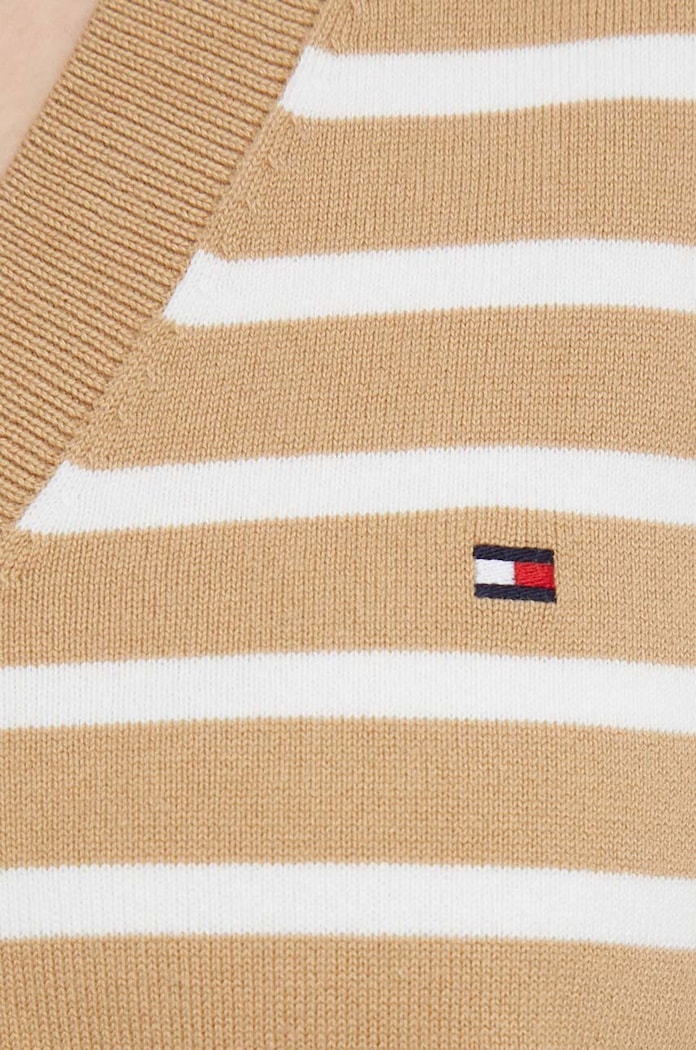 Tommy Hilfiger svetr dámský s bavlnou WW0WW40098 hnědá