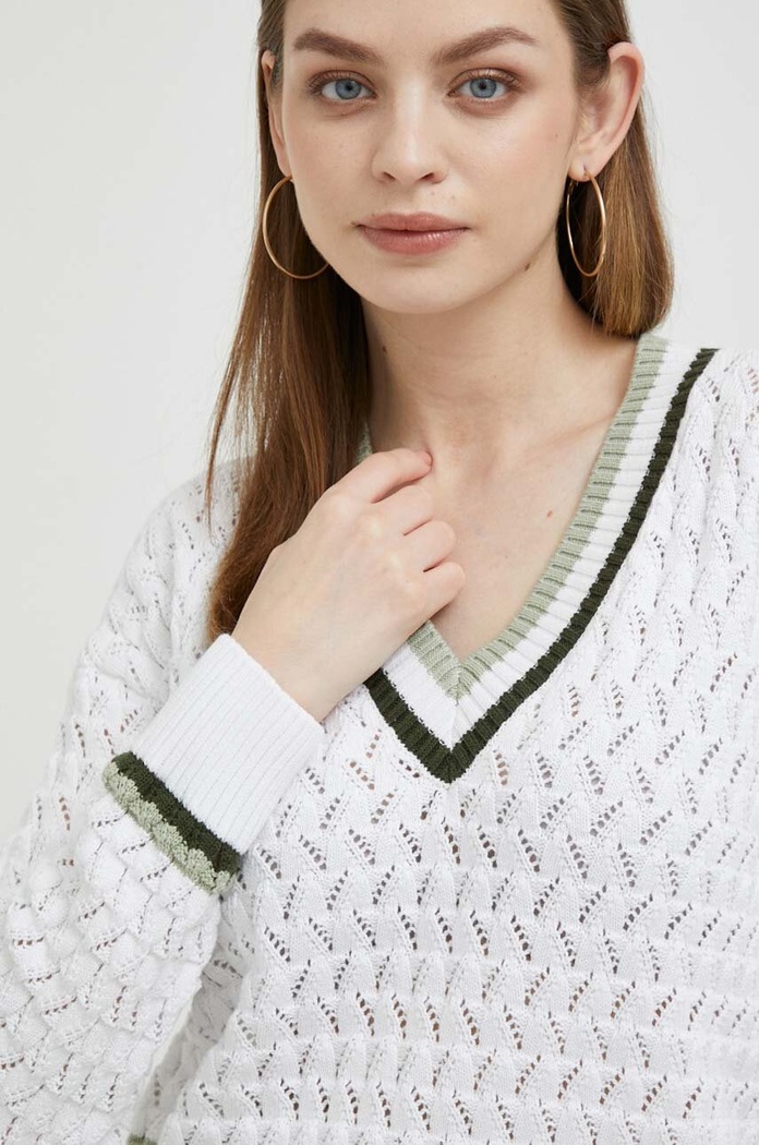 Pepe Jeans sweter bawełniany biały PL702018.800