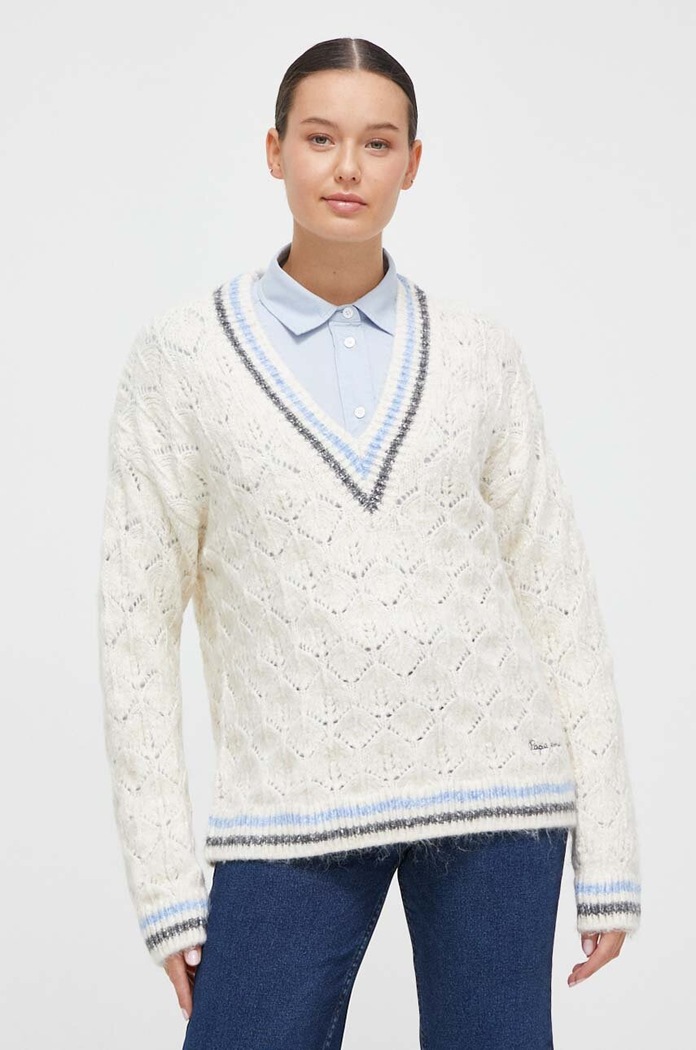 Пуловер Pepe Jeans шпиц бежов PL702077.804