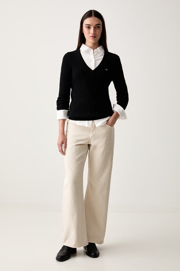 Gant sweter damski z bawełną 4800101 czarny SS26