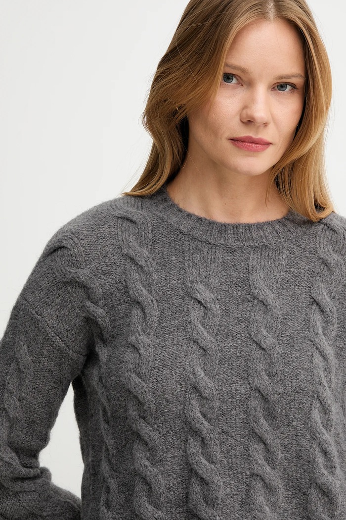 Sisley sweter z domieszką wełny szary 123WM103R.60W